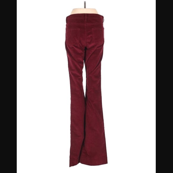 Maje Corduroy Jeans XS 34 Pavory Flared Mid-Rise Bordeaux Red Luxury Party Trip - Picture 6 of 10